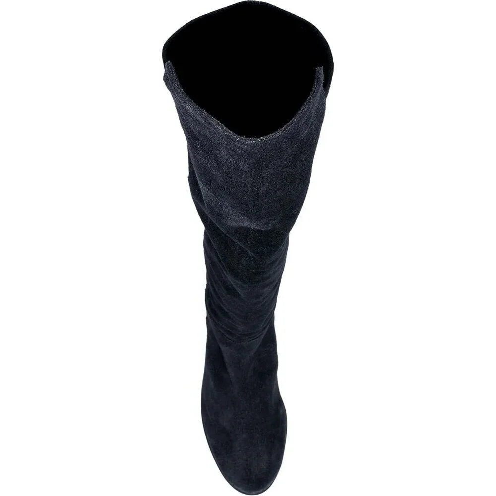 Women's Bright Blue Above the Knee Pointed Toe Low Heel Calypso Winter Long Boot